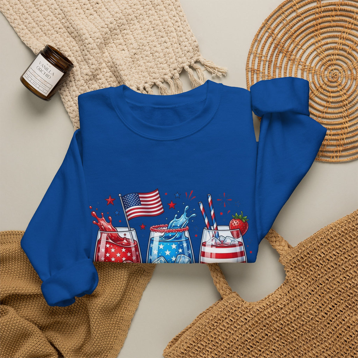 Fourth of July Cocktail Crewneck Sweatshirt mockup